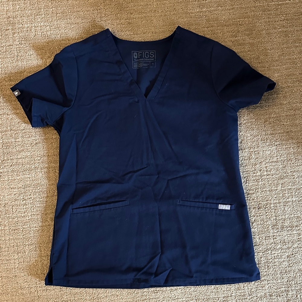 Figs Deep Navy V-Neck Scrub Top